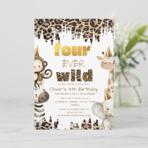 Vier Ever Wild Safari Party 4. Geburtstag Einladung