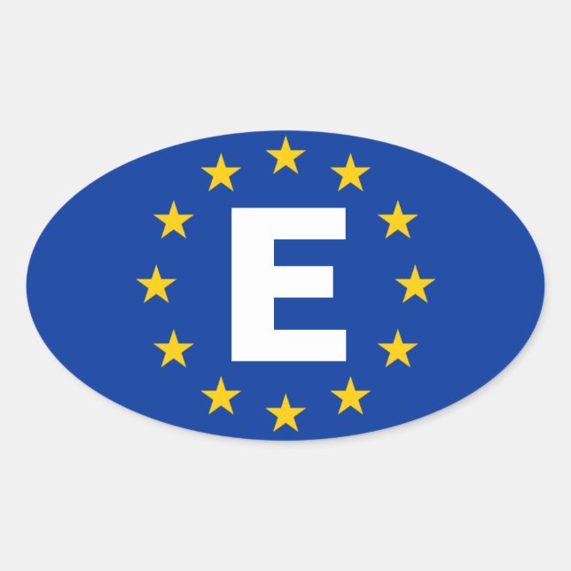 VIER Fahne "E" Europäische Gewerkschaft Ovaler Aufkleber (Vorderseite)