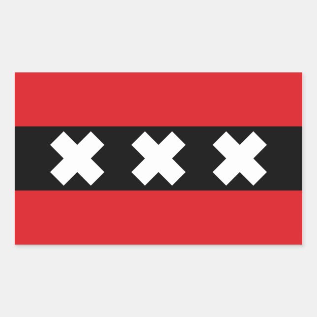 VIER Fahne von Amsterdam Rechteckiger Aufkleber (Vorderseite)