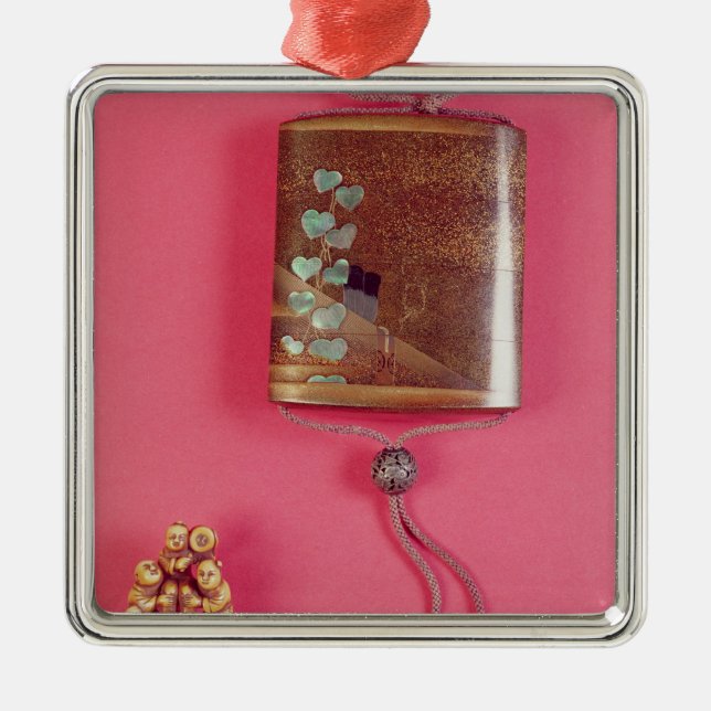 Vier Fall inro Silbernes Ornament (Vorne)