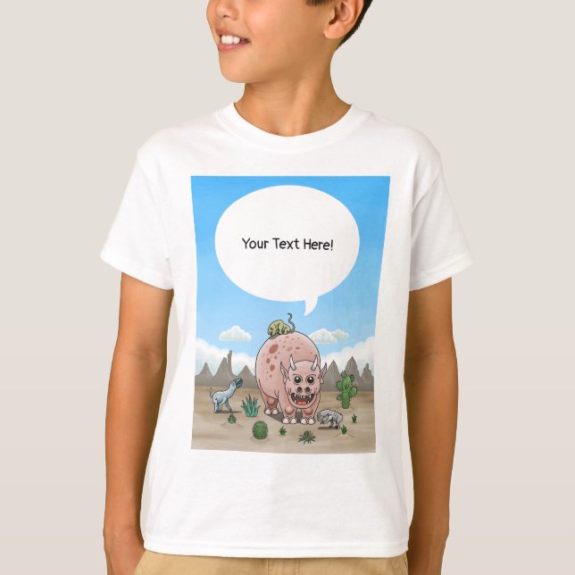 Vier Fantasy Dinosaurier T-Shirt (Vorderseite)