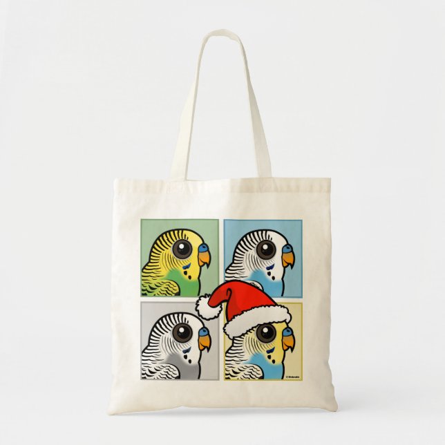 Vier-Farb-Xmas-Budgies Tragetasche (Vorne)