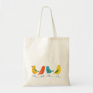 VIER FARBBIRDS MINIMALISTISCHES DESIGN AUF DER TOT TRAGETASCHE