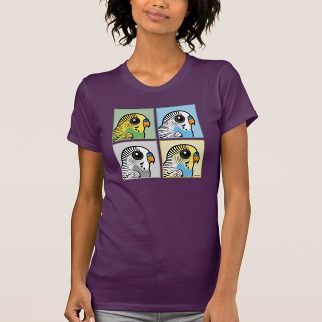 Vier Farbe Budgies T-Shirt (Vorderseite)