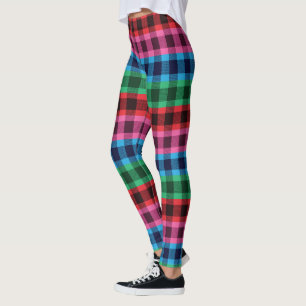 Vier Farben kariertes Muster Leggings