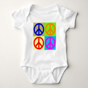 Vier-Farben-Pop-Art-Friedenszeichen Baby Strampler