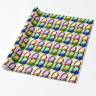 Vier Farben Pop Art Kopfhörer Geschenkpapier