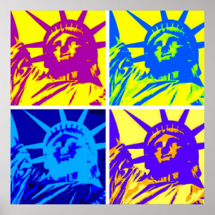 Vier Farben Pop Art Statue of Liberty Poster