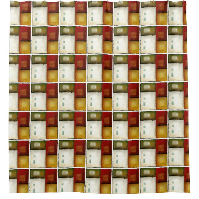 Vier farbige Rechtecke von Chariklia Zarria Duschvorhang (Vorderseite)