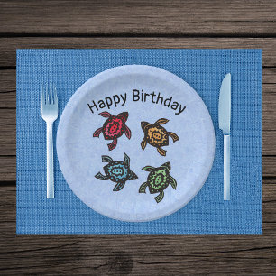 Vier farbige Schildkröten Abstrakte Markierungen a Pappteller