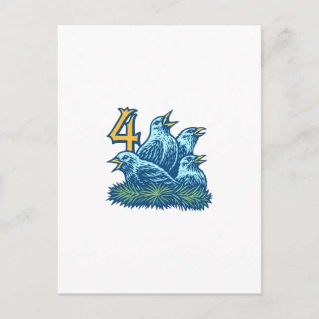 Vier farbige Vögel Postkarte (Vorderseite)