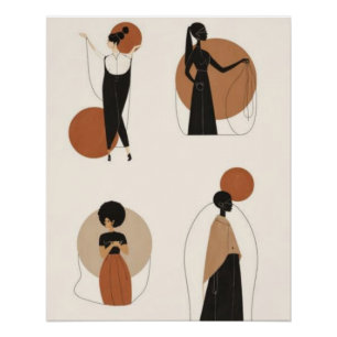Vier feminine Formen Moderne afrikanische abstra Poster