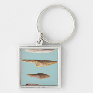 Vier Feuerstein-Werkzeuge Schlüsselanhänger