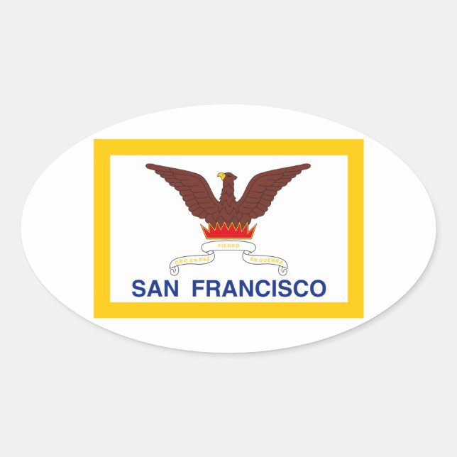 VIER Flag San Francisco Ovaler Aufkleber (Vorderseite)