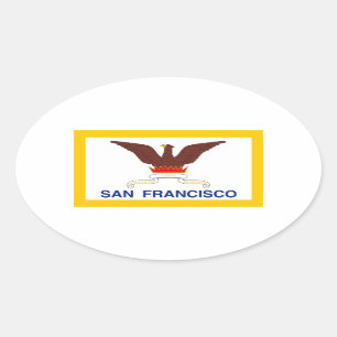 VIER Flag San Francisco Ovaler Aufkleber
