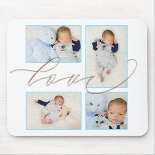 Vier Foto Collage Baby Family Liebe Script Mousepad