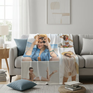 Vier-Foto-Collage Personalisiertes Erinnerungs-Ges Fleecedecke