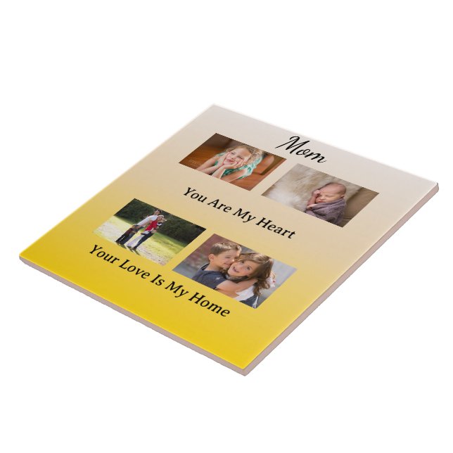 Vier-Foto-Layout – Cream & Gold Tribute Fliese (Seite)
