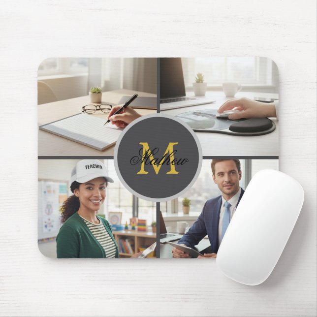 Vier-Foto-Monogramm Personalisierte Mauspad (Mit Mouse)