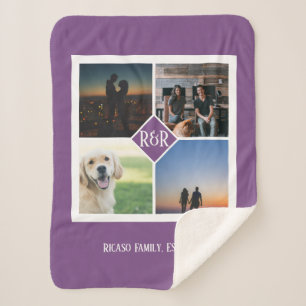 Vier Fotopongram Personalisiert Lila Sherpadecke