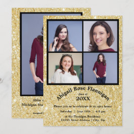 Vier Fotos Collage Imitate Gold - Grad Ankündigung