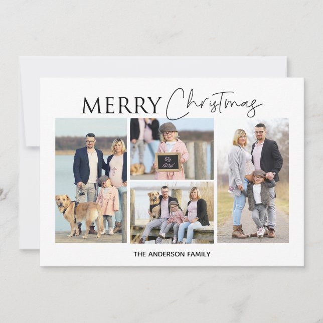 Vier Fotos Frohe Weihnachts-Fotokarte Einladung (Vorderseite)