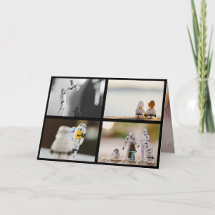 Vier Fotos Schwarze Grenze Weihnachtsfamilie Feiertagskarte