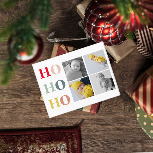 vier Fotos zusammenfassen   Colorful HOHOHO Postkarte
