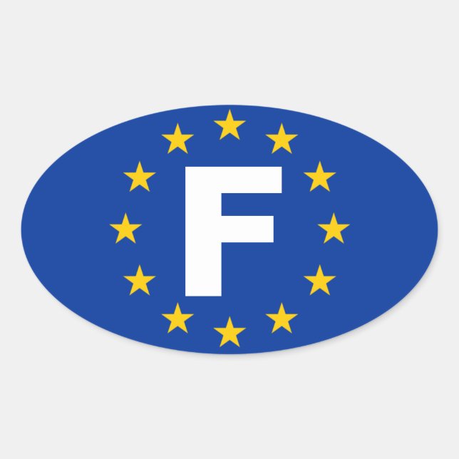 VIER Franzosen-Fahne "F" Europäische Gewerkschaft Ovaler Aufkleber (Vorderseite)