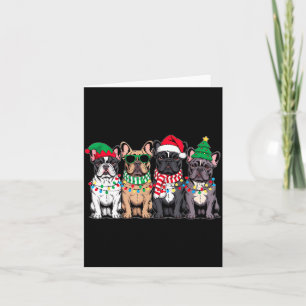 Vier Französische Bulldoggen Hunde Weihnachten Lus Karte