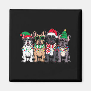 Vier Französische Bulldoggen Hunde Weihnachten Lus Magnet