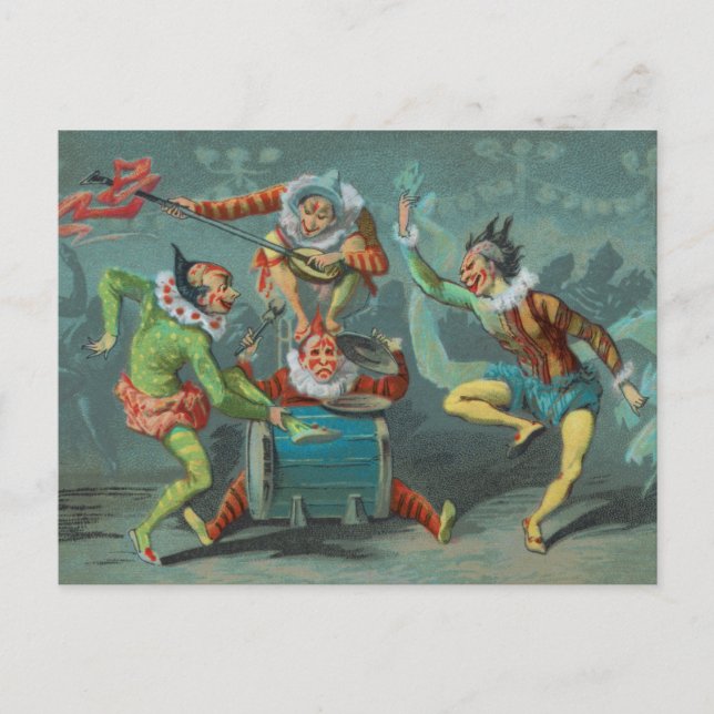 Vier französische Clowns Postkarte (Vorderseite)