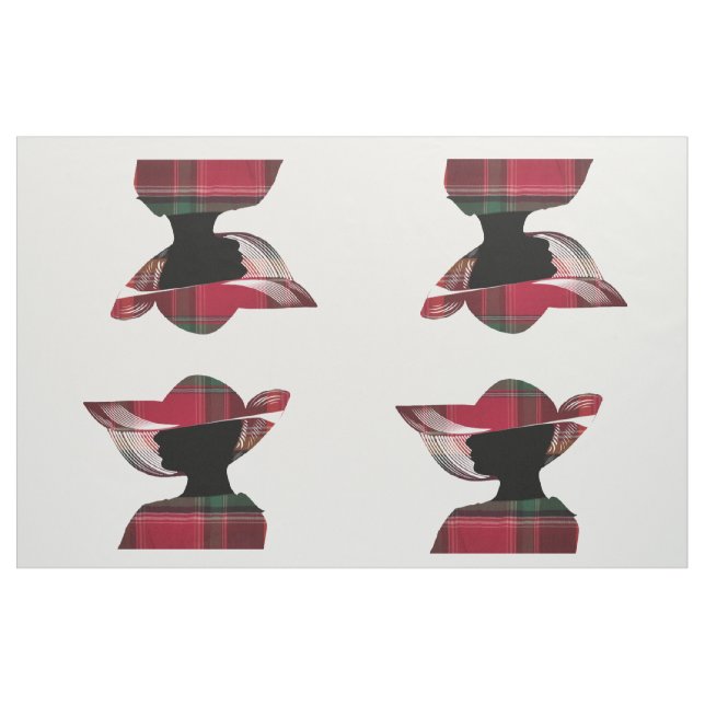 Vier Frauen Silhouette hat Madras Kariertes Muster Stoff (Yard (91,4 cm))