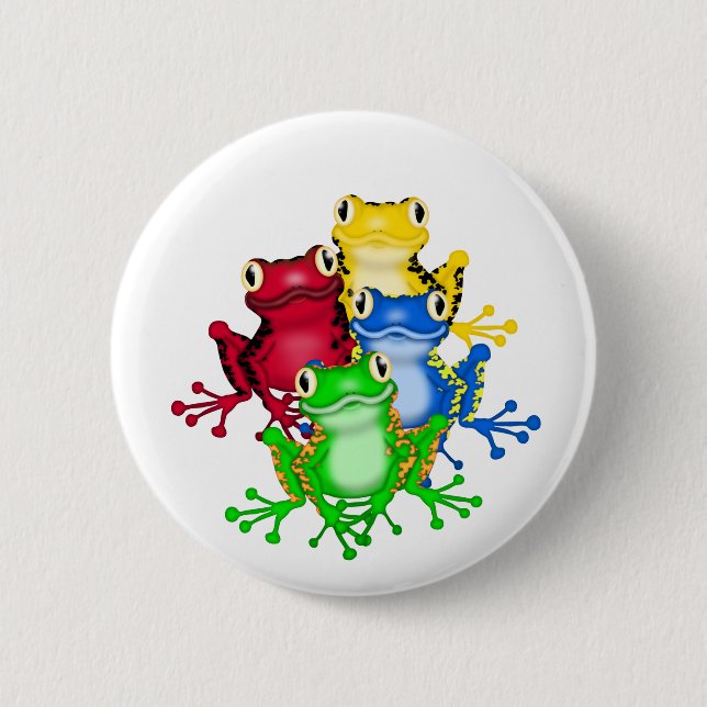 Vier Frosch-T-Shirts und Geschenke Button (Vorderseite)