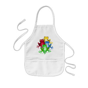 Vier Frosch-T-Shirts und Geschenke Kinderschürze