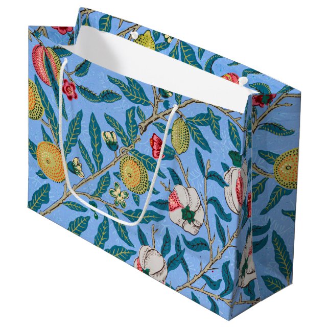 Vier Früchte, William Morris große Geschenktasche Große Geschenktüte (Vorderseite Schrägansicht)