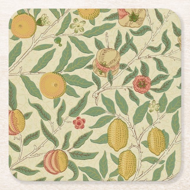 Vier Früchte, William Morris Rechteckiger Pappuntersetzer (Vorderseite)
