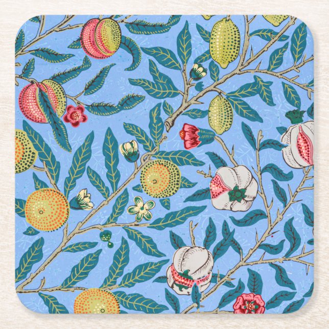 Vier Früchte, William Morris Rechteckiger Pappuntersetzer (Vorderseite)
