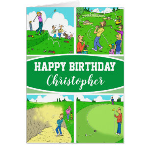 Vier Funny Golfer Cartoon