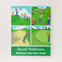 Vier Funny Golfer Cartoon Jigsaw Puzzle