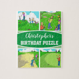 Vier Funny Golfer Cartoon Puzzle