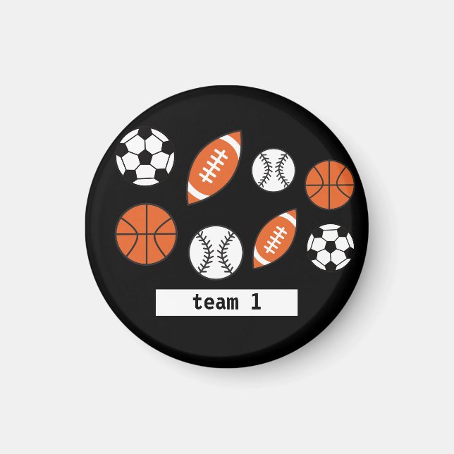 Vier Funny Sports Balls Magnet (Vorne)