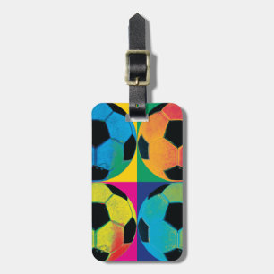 Vier Fußballbälle in verschiedenen Farben Gepäckanhänger