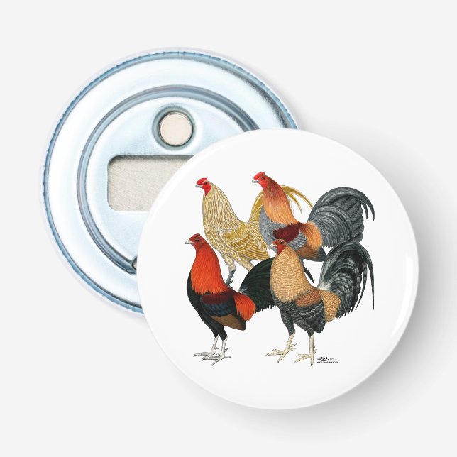 Vier Gamecocks Flaschenöffner (Vorderseite)