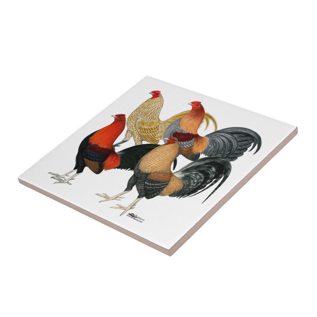 Vier Gamecocks Fliese (Seite)