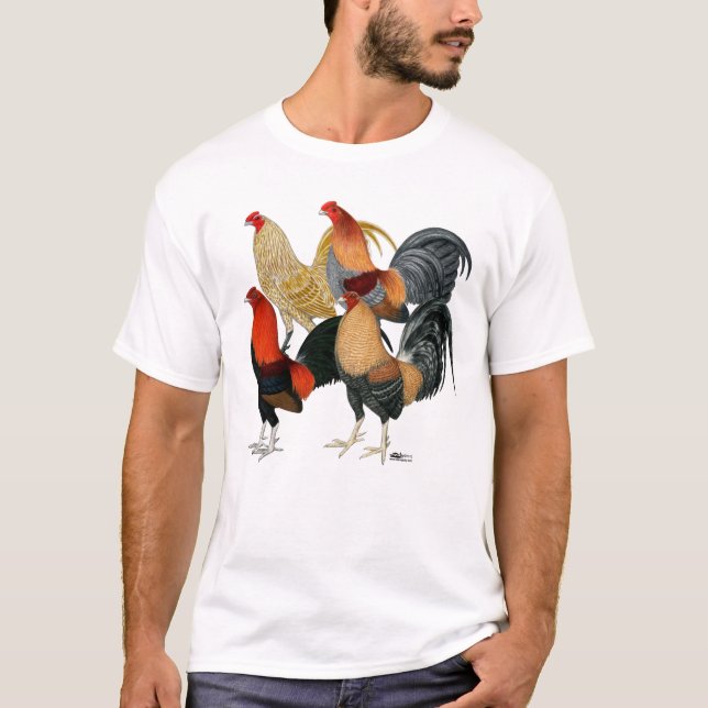 Vier Gamecocks T-Shirt (Vorderseite)