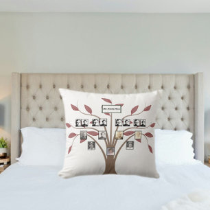 Vier-Generation-Foto-Whispy-Red-Leaf-Familienbaum Kissen