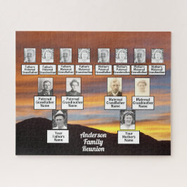 Vier Generationen Familienbaum auf orangefarbenem  Puzzle