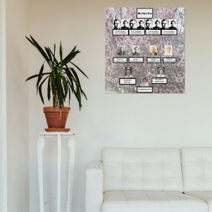 Vier-Generationen-Fotos Pflaumenblüten-Familienbau Poster