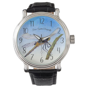 Vier-Gepunktete Chaser Dragonfly Wasserfarbenposte Armbanduhr